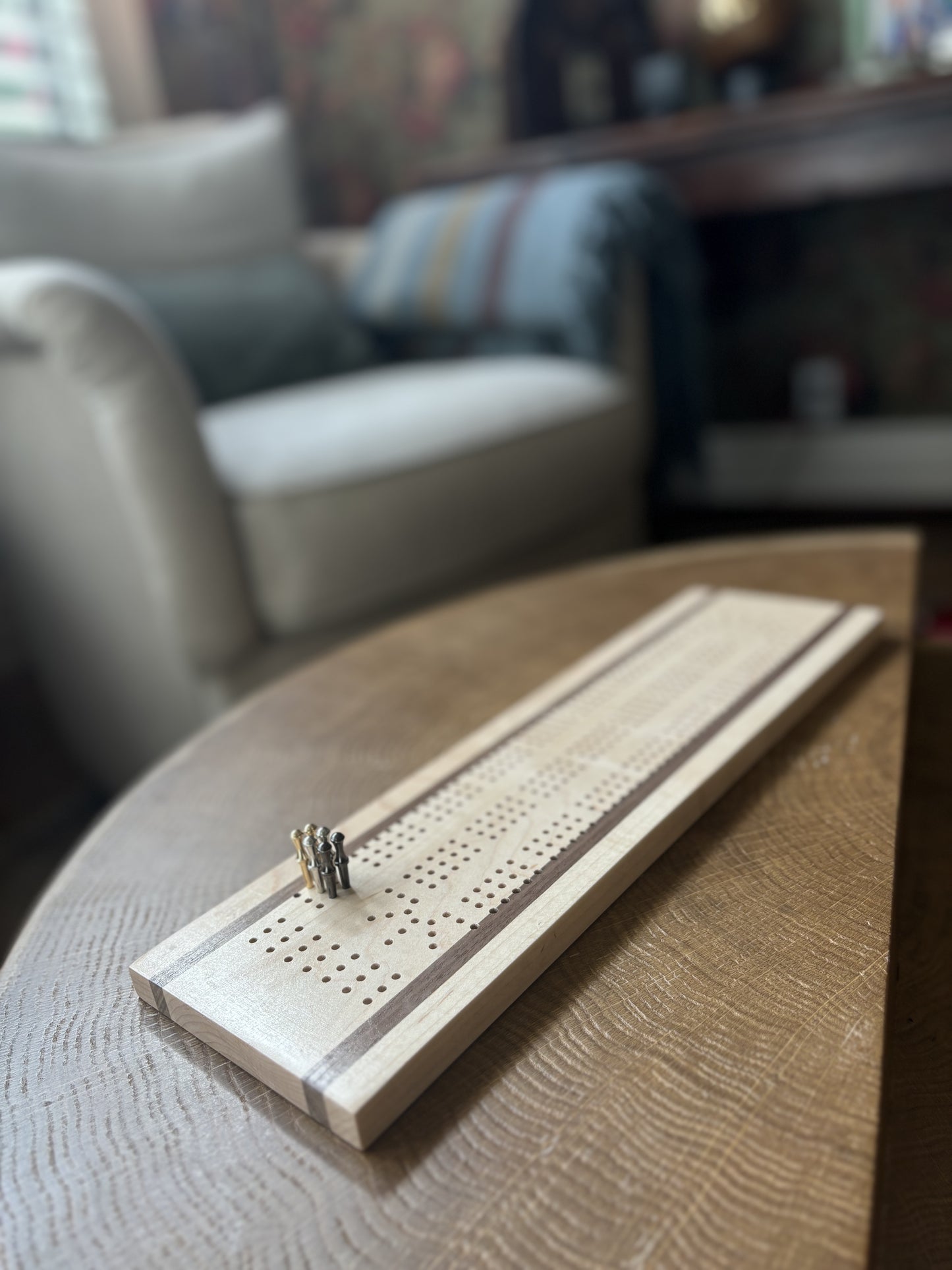 White Maple & Black Walnut Cribbage Board