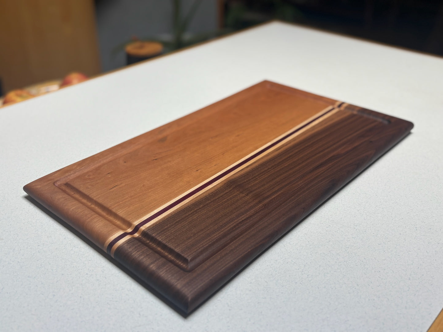 Medium Cutting Board- Cherry, Black Walnut with White Maple & Purple Heart Accents