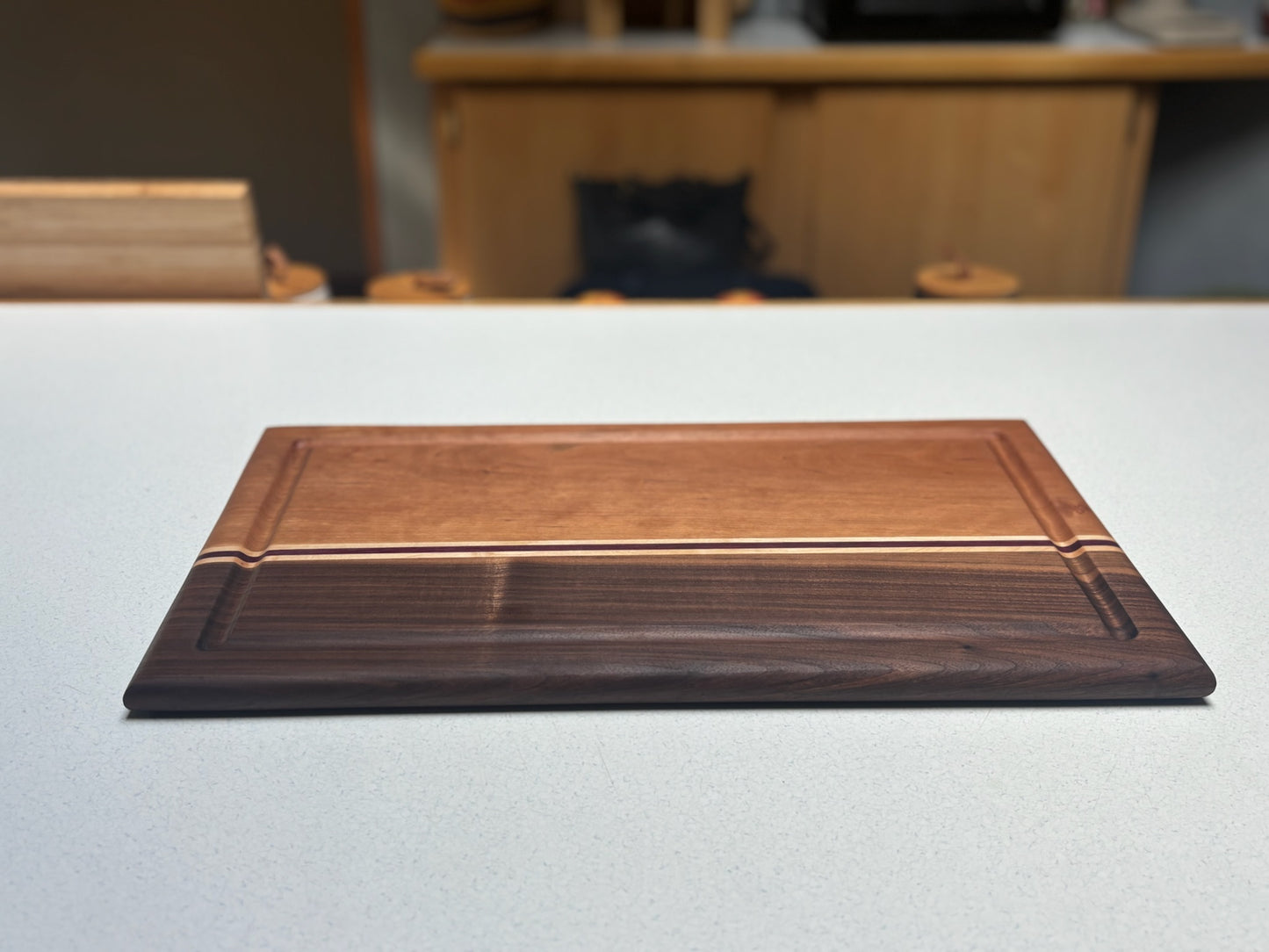 Medium Cutting Board- Cherry, Black Walnut with White Maple & Purple Heart Accents