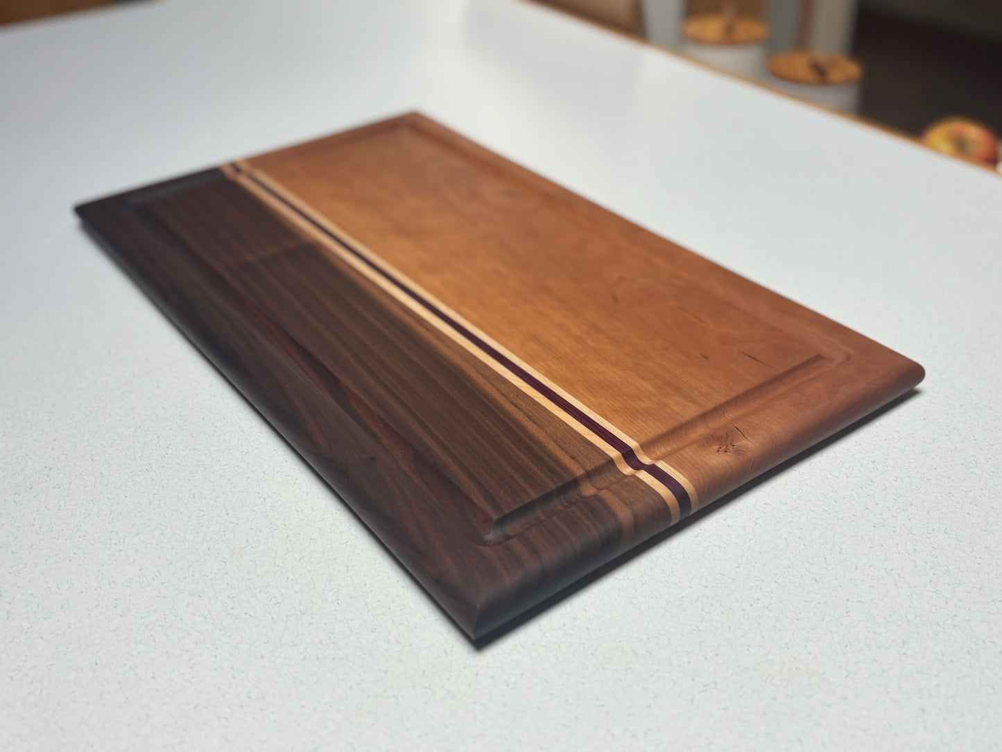 Medium Cutting Board- Cherry, Black Walnut with White Maple & Purple Heart Accents