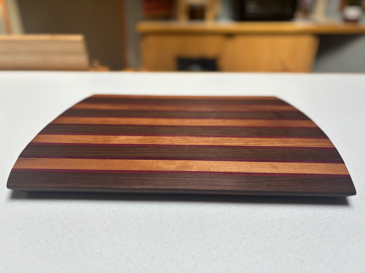 Medium Cutting Board-Black Walnut, Cherry& Purple Heart Accents