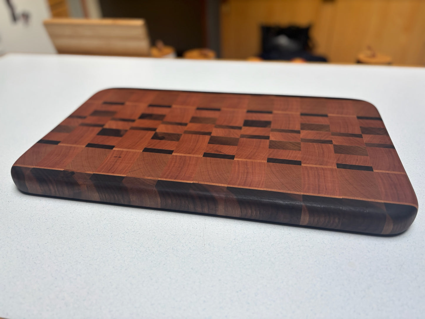 Medium End Grain Cutting Board- Cherry, Black Walnut & White Maple accents