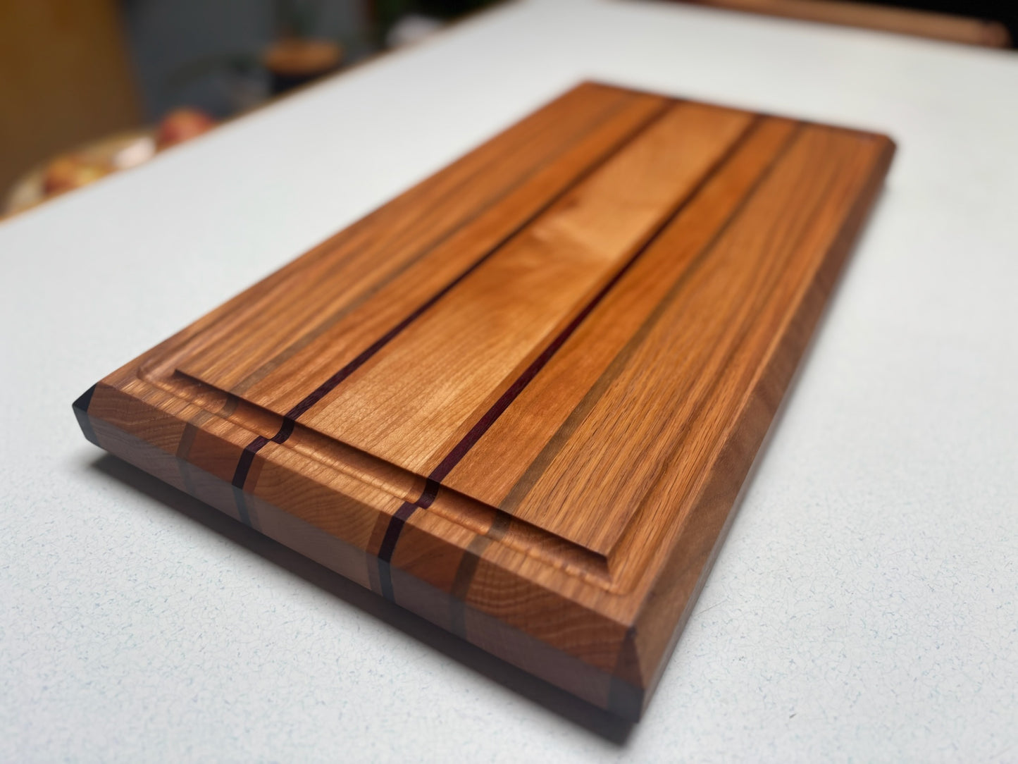 Medium Butcher Block- White Maple, Cherry, Red Oak, Black Walnut & Purple Heart Accents