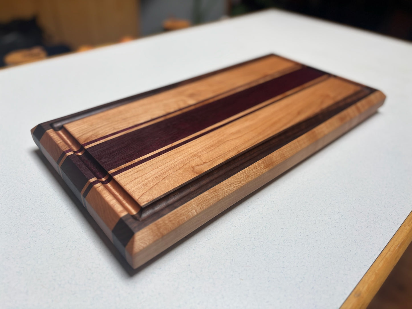 Medium Butcher Block- White Maple, Purple Heart, Black Walnut