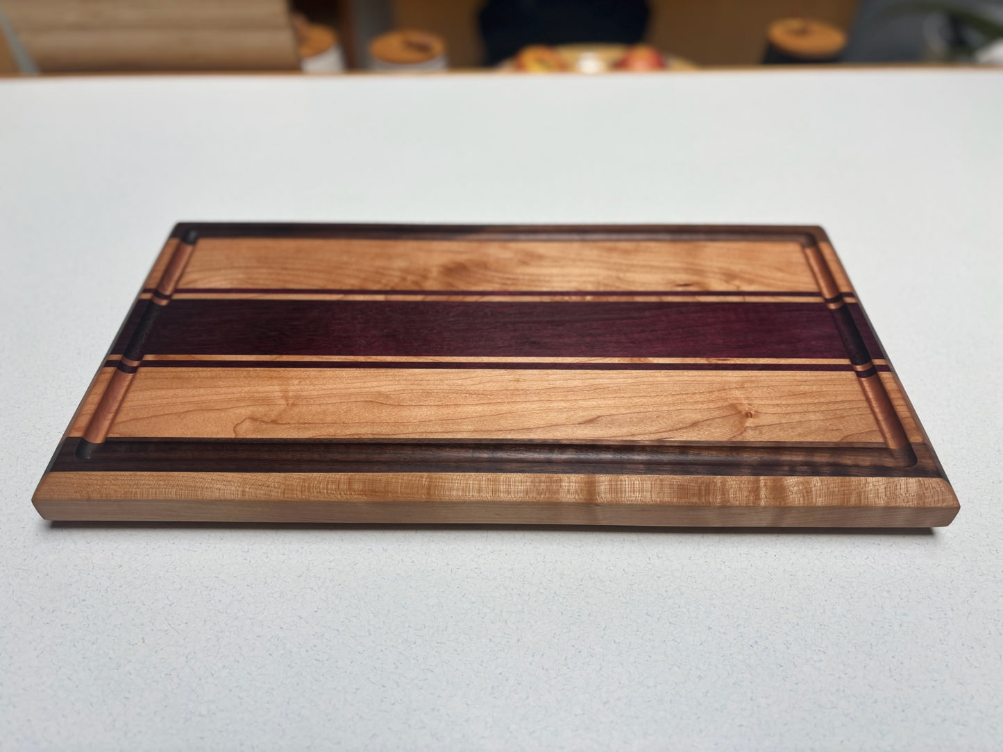 Medium Butcher Block- White Maple, Purple Heart, Black Walnut