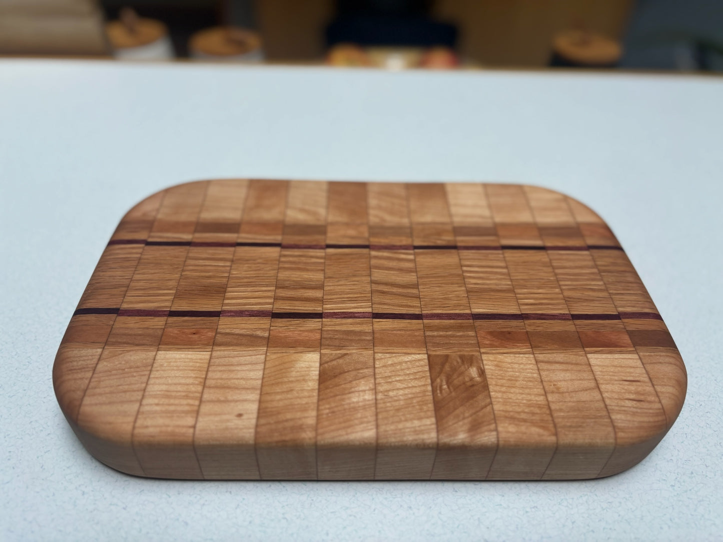 Small Butcher Block- White Maple, Red Oak, Cherry, Black Walnut & Purple Heart Accents