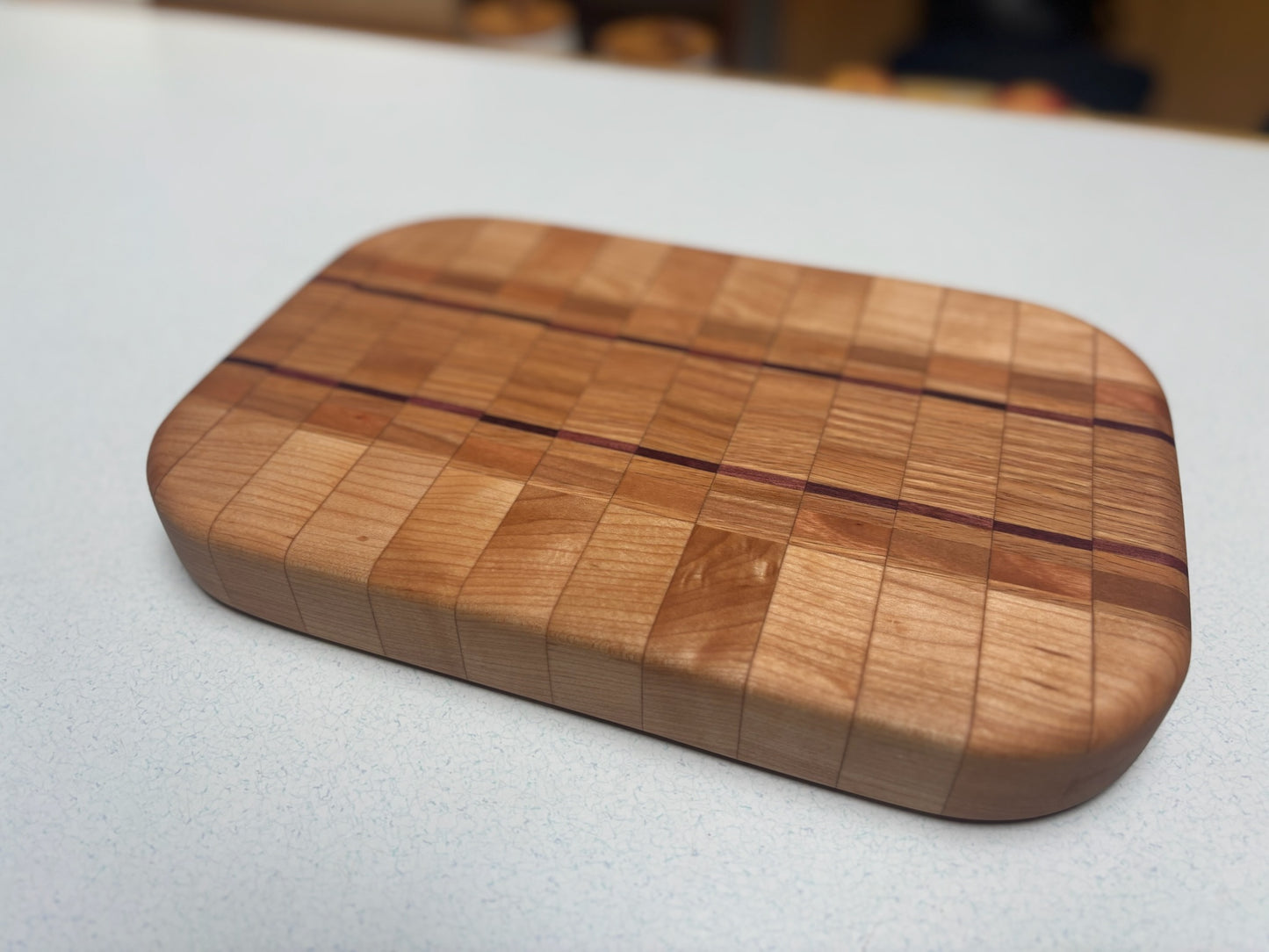 Small Butcher Block- White Maple, Red Oak, Cherry, Black Walnut & Purple Heart Accents