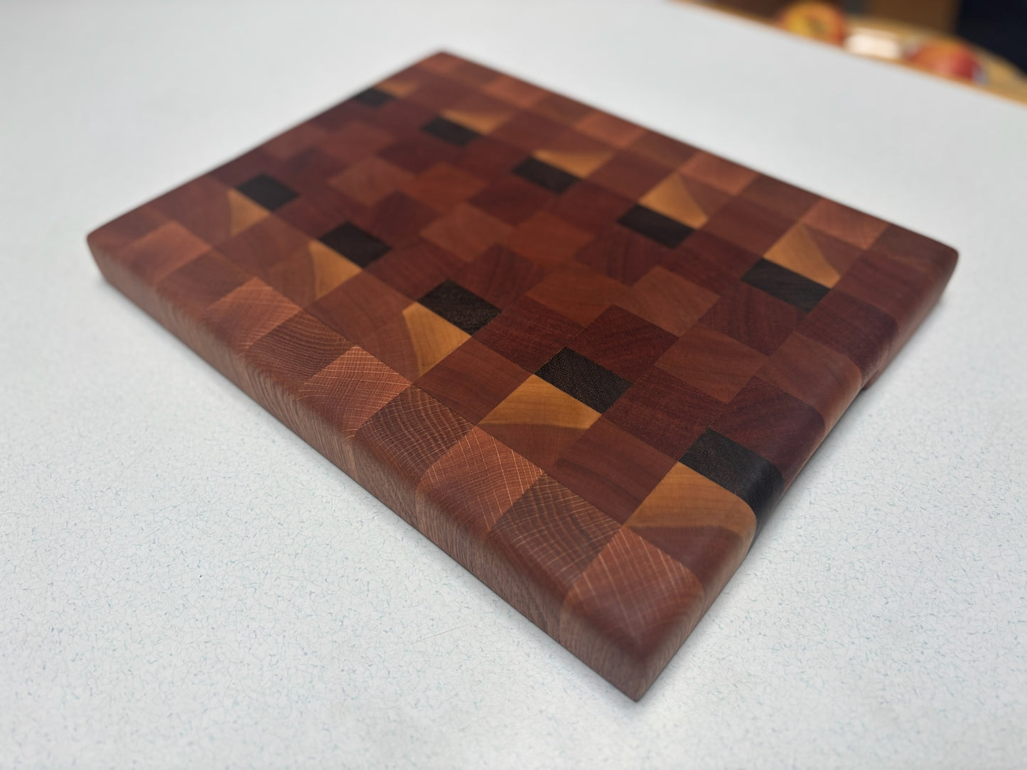 Medium End Grain Butcher Block- Cherry, White Oak, African Mahogany & Zebrawood