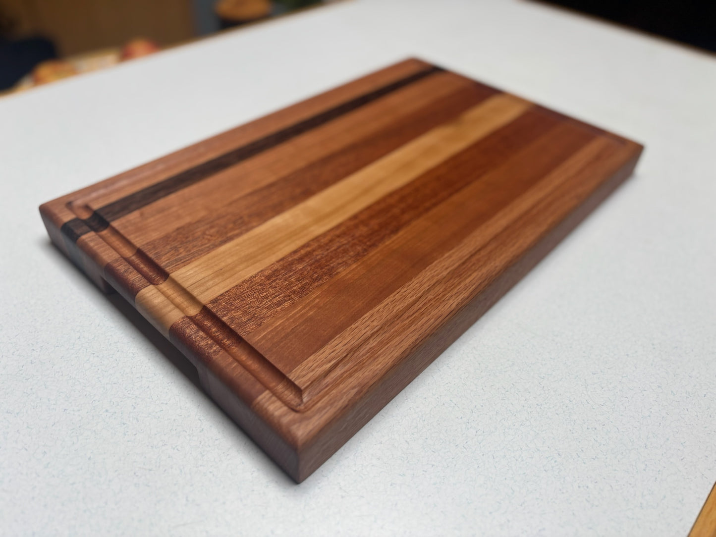 Medium Butcher Block- Cherry, White oak, African Mahogany & Zebrawood