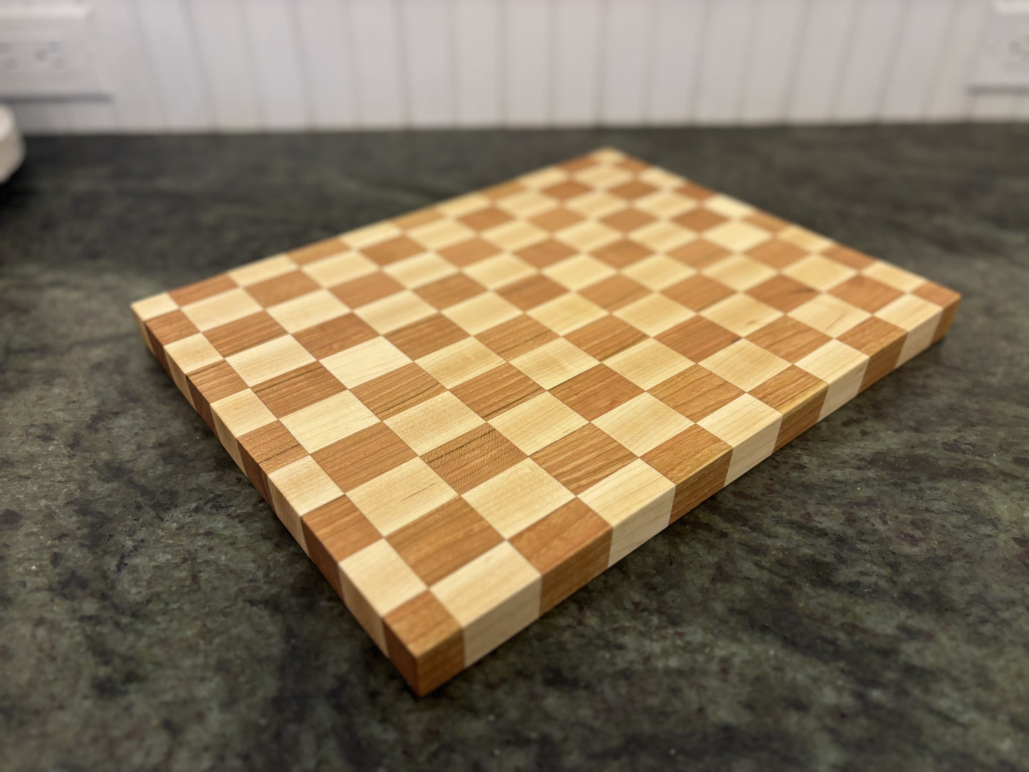 White Maple & Cherry Checkered Cutting Board