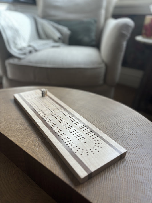 White Maple & Black Walnut Cribbage Board