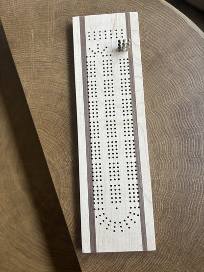 White Maple & Black Walnut Cribbage Board