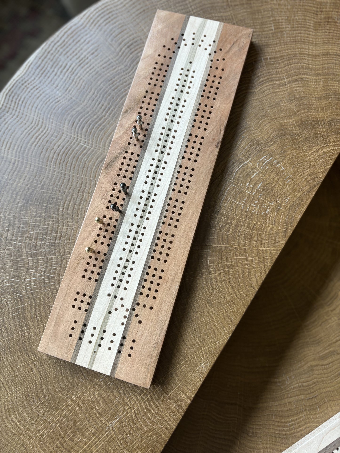 Ambrosia Maple, Cherry & Black Walnut Cribbage Board