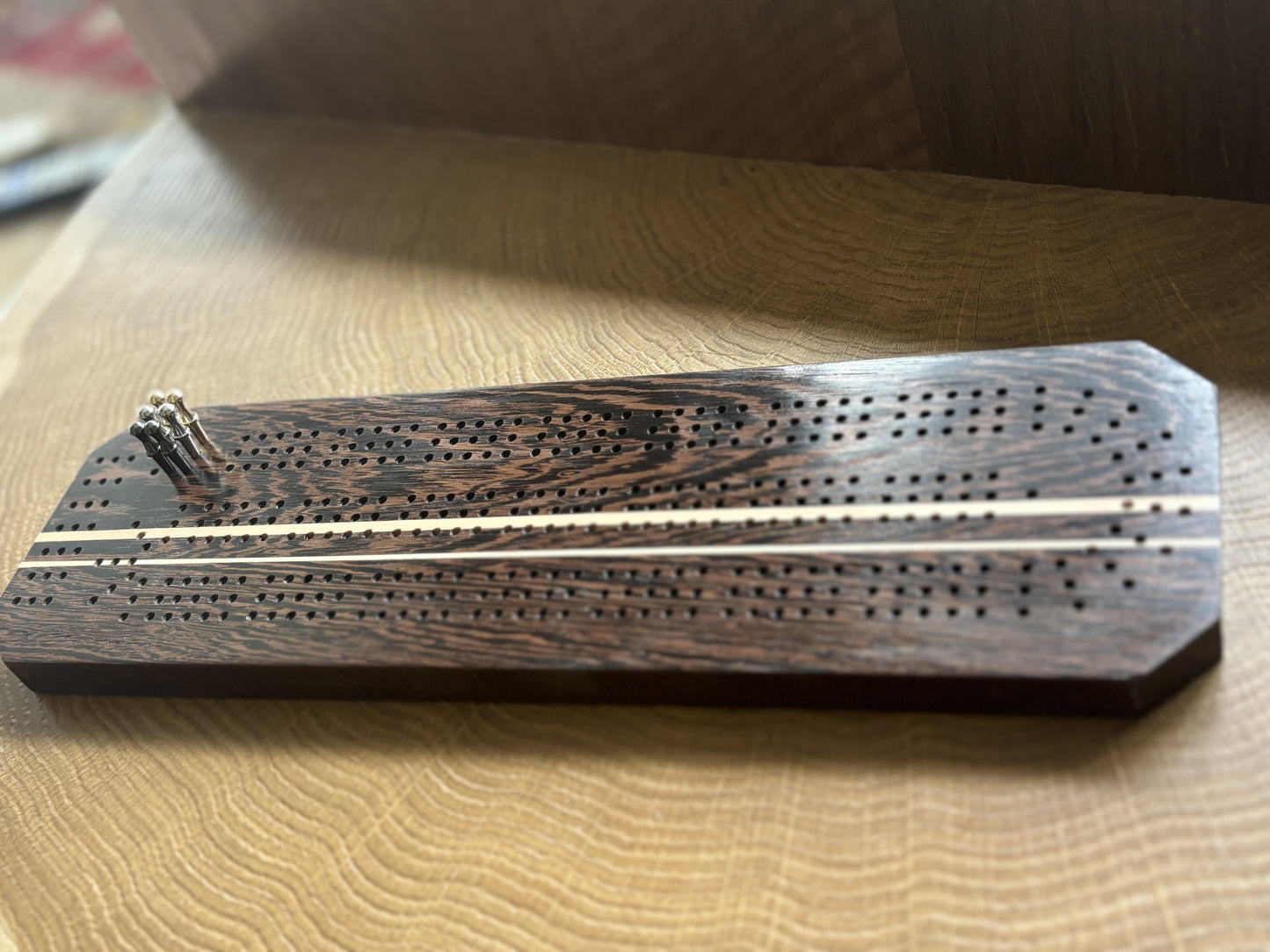 Wenge & White Maple Cribbage Board