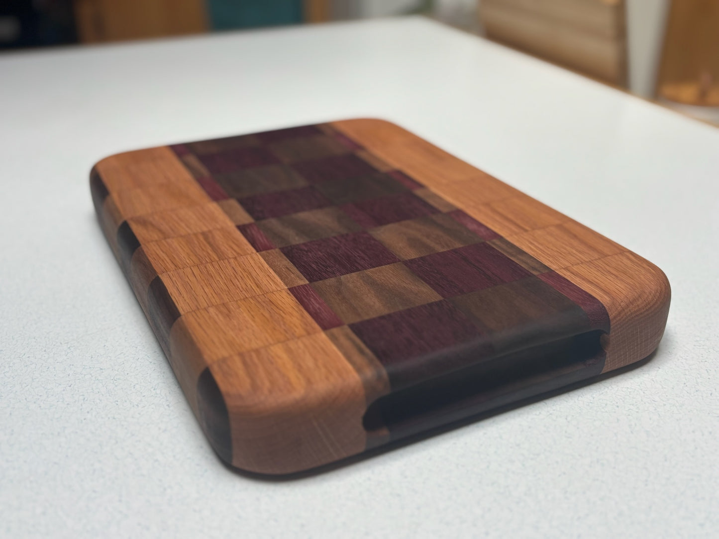 Small Butcher Block- Black Walnut, Purple Heart & Red Oak