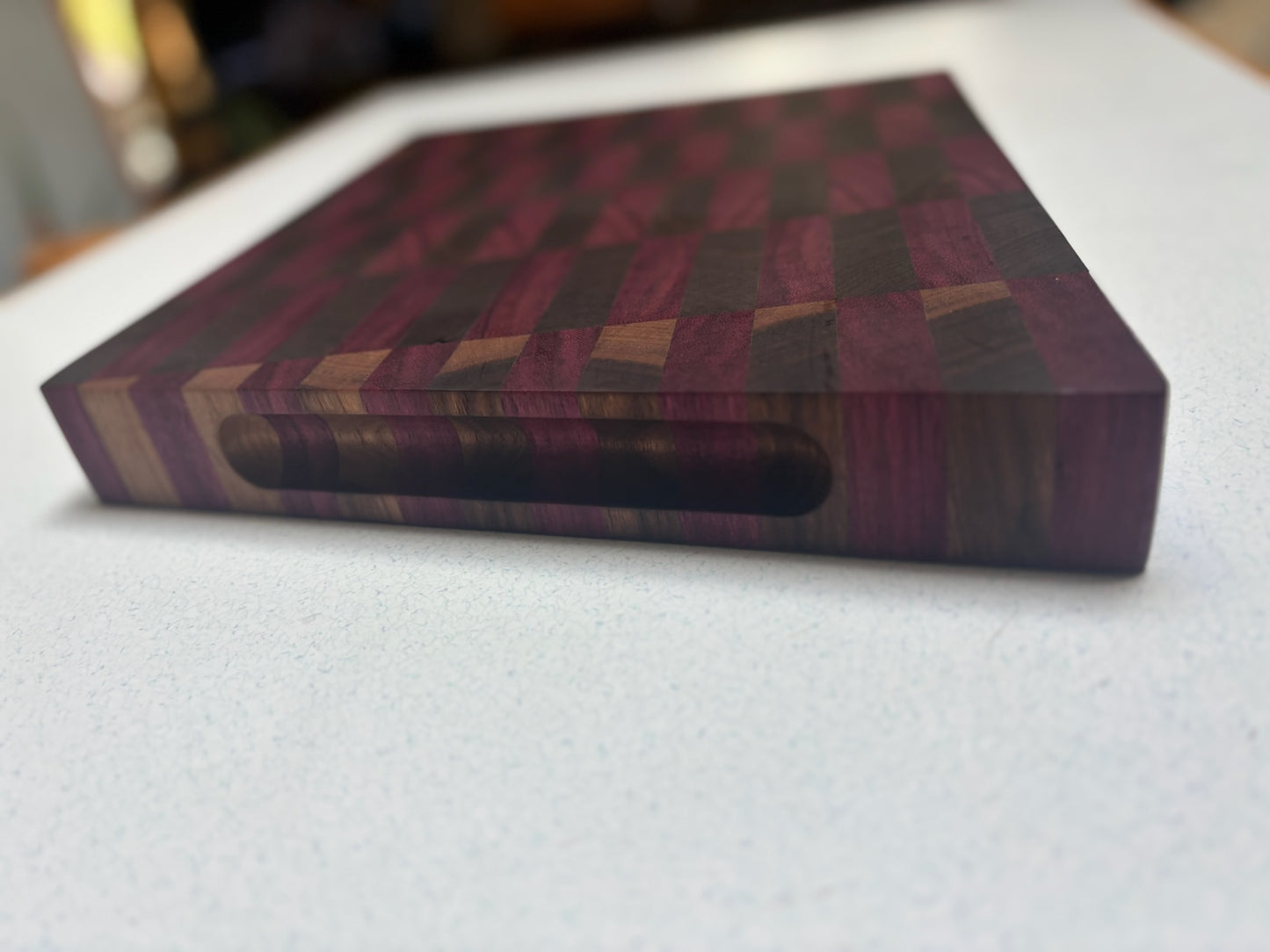 Small End Grain Butcher Block- Black Walnut & Purple Heart