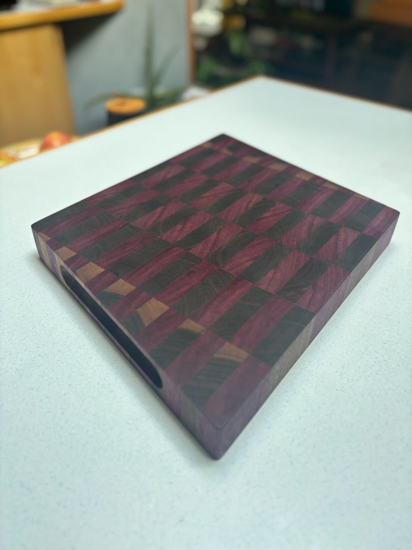 Small End Grain Butcher Block- Black Walnut & Purple Heart