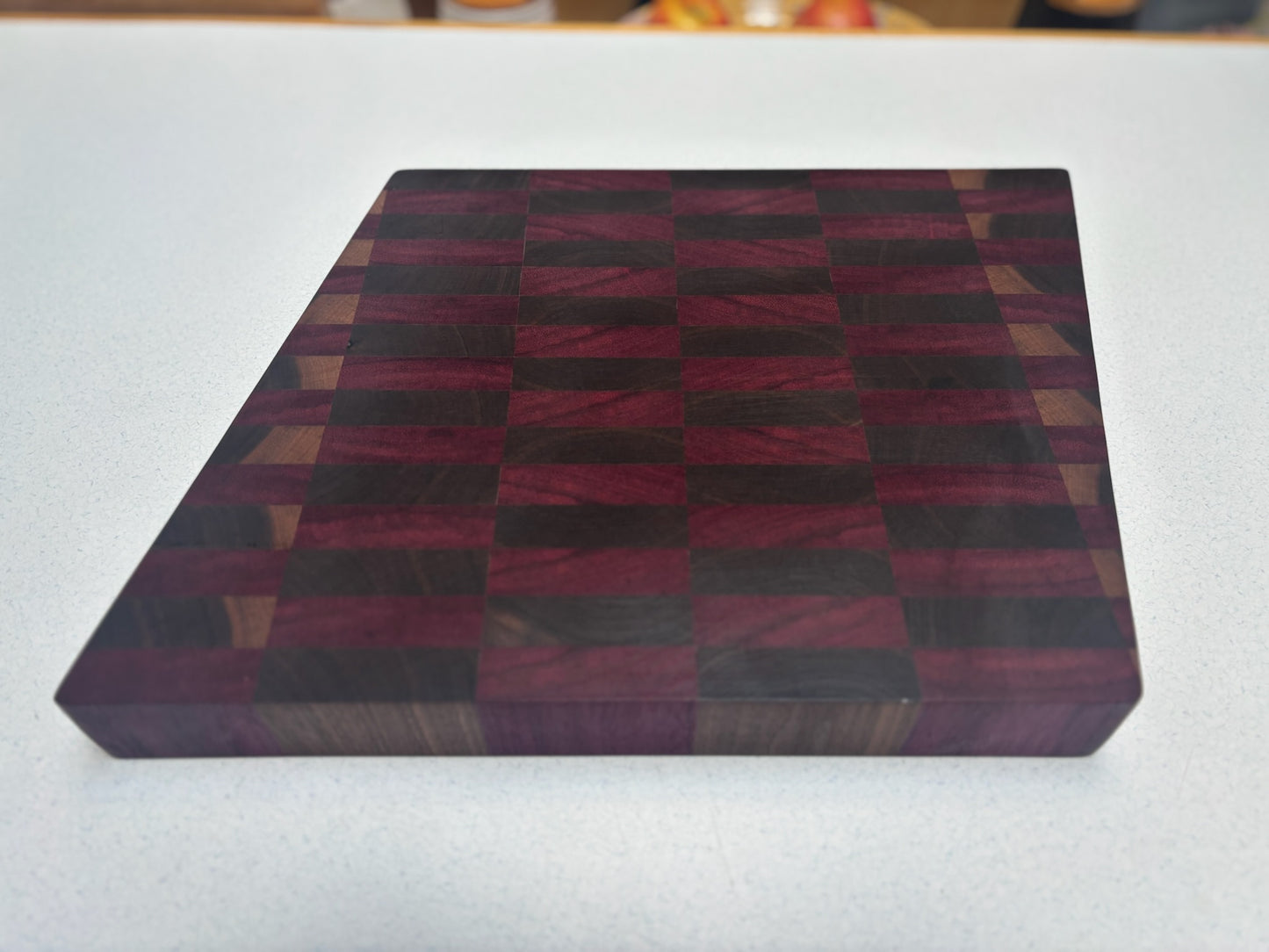 Small End Grain Butcher Block- Black Walnut & Purple Heart