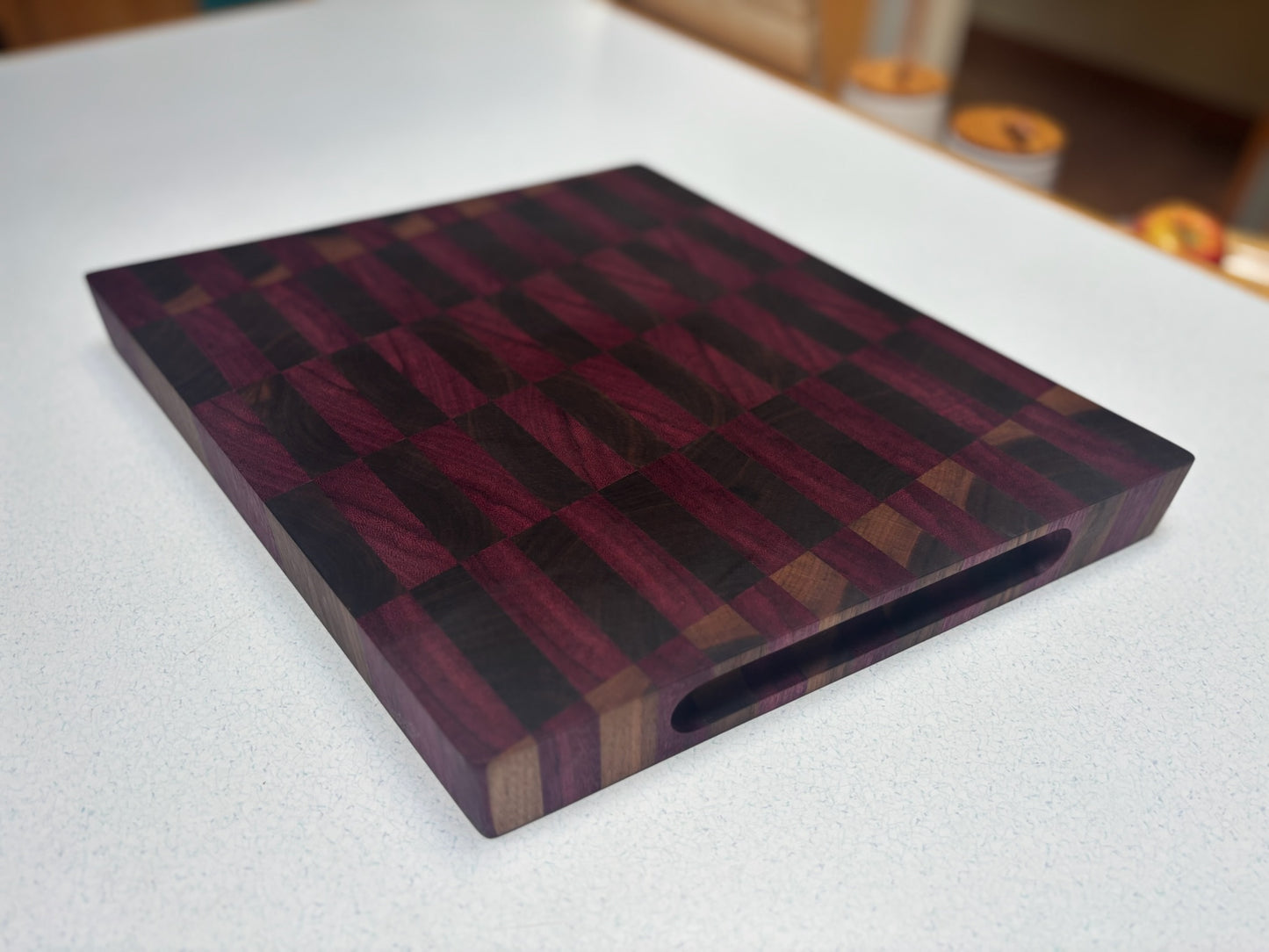 Small End Grain Butcher Block- Black Walnut & Purple Heart