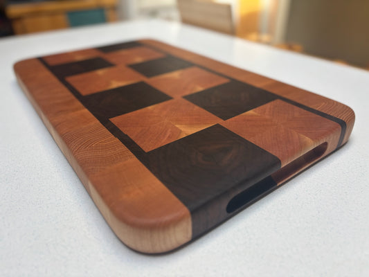 Large End Grain Butcher Block- Black Walnut, Cherry, Hard White Maple & Red Oak