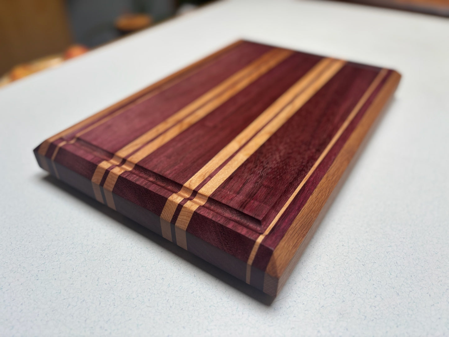 Medium Butcher Block- Purple Heart, Cherry & Red Oak