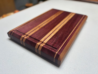 Medium Butcher Block- Purple Heart, Cherry & Red Oak