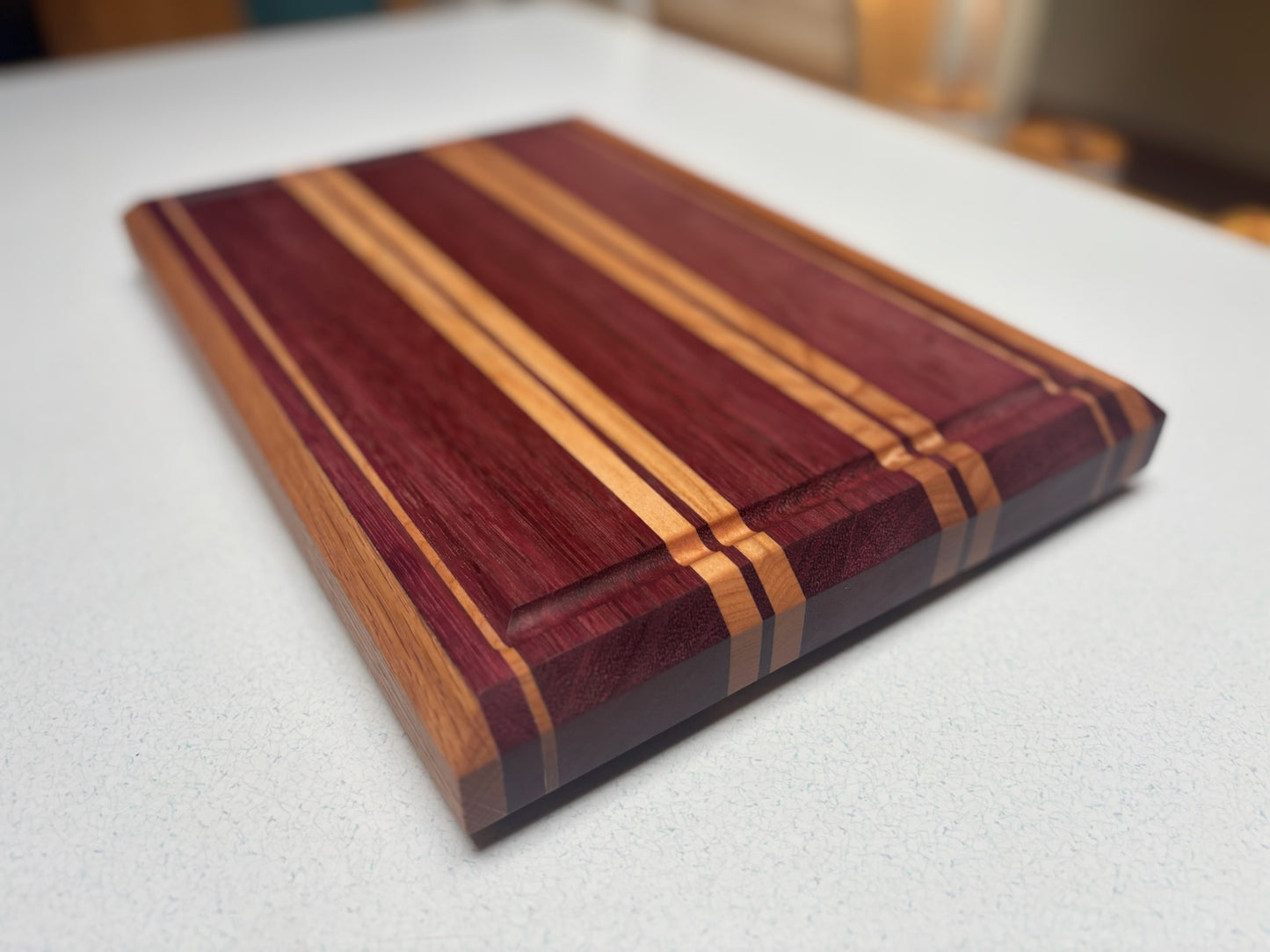 Medium Butcher Block- Purple Heart, Cherry & Red Oak