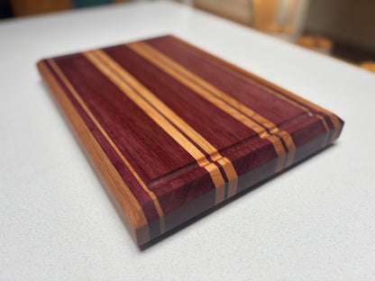 Medium Butcher Block- Purple Heart, Cherry & Red Oak