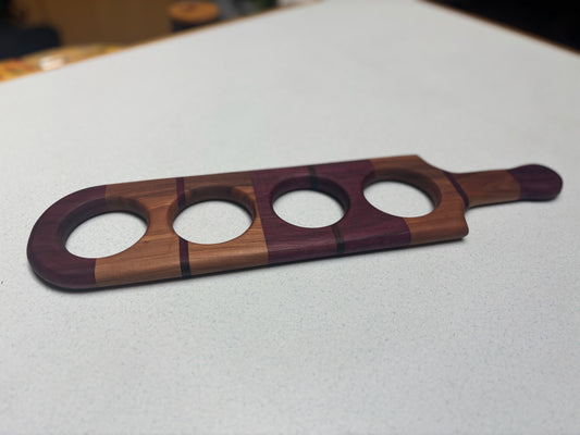 Flight Beverage Sampler Tray- Purple Heart, Cherry with Black Walnut Accents