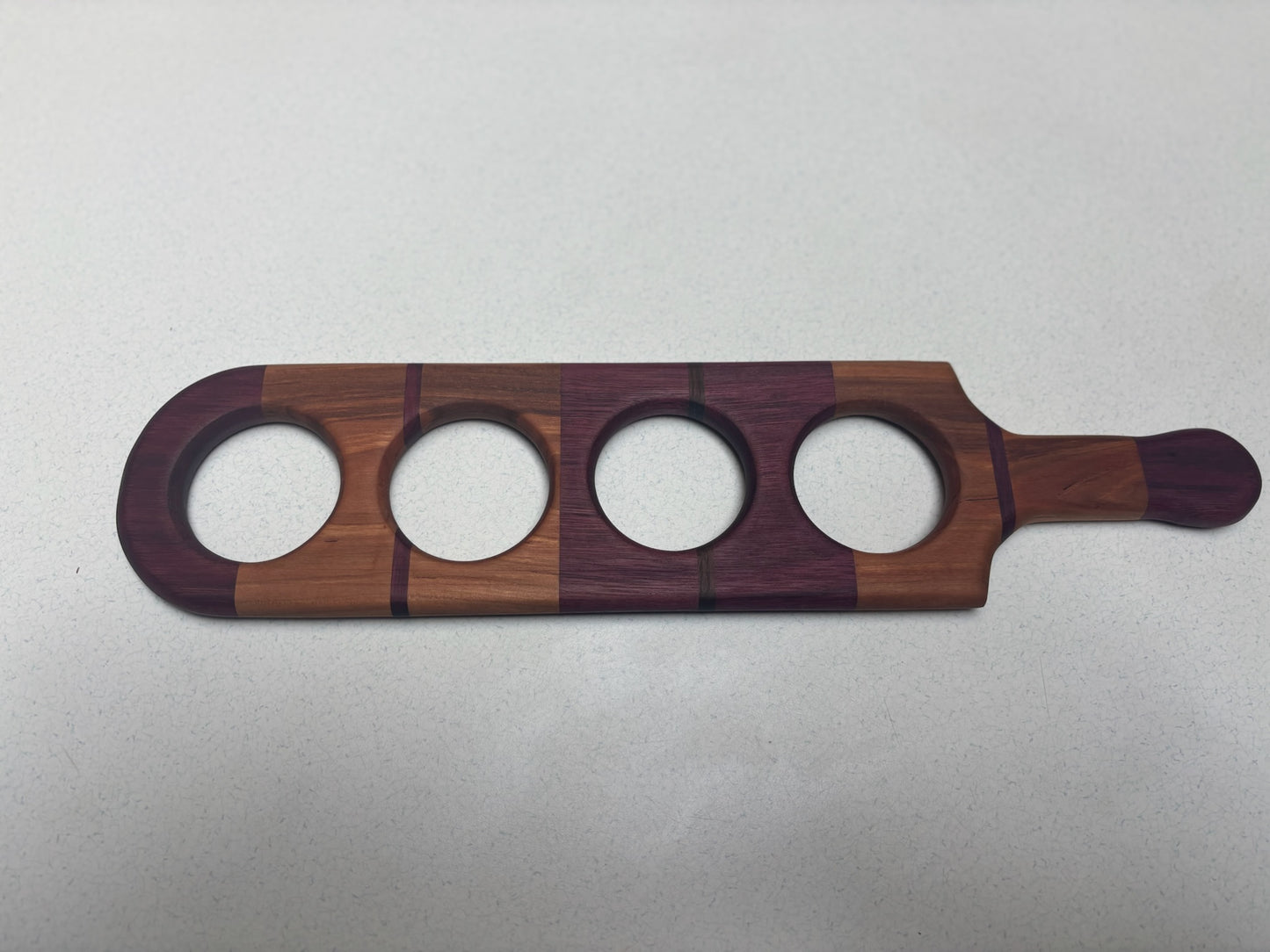 Flight Beverage Sampler Tray- Purple Heart, Cherry with Black Walnut Accents