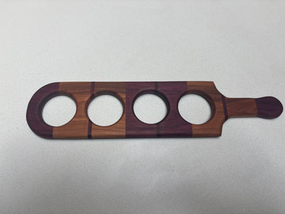 Flight Beverage Sampler Tray- Purple Heart, Cherry with Black Walnut Accents